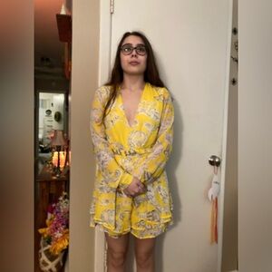 Yellow floral romper